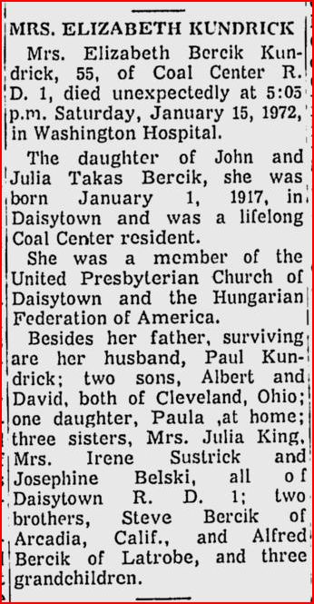 Elizabeth Kundrick obit